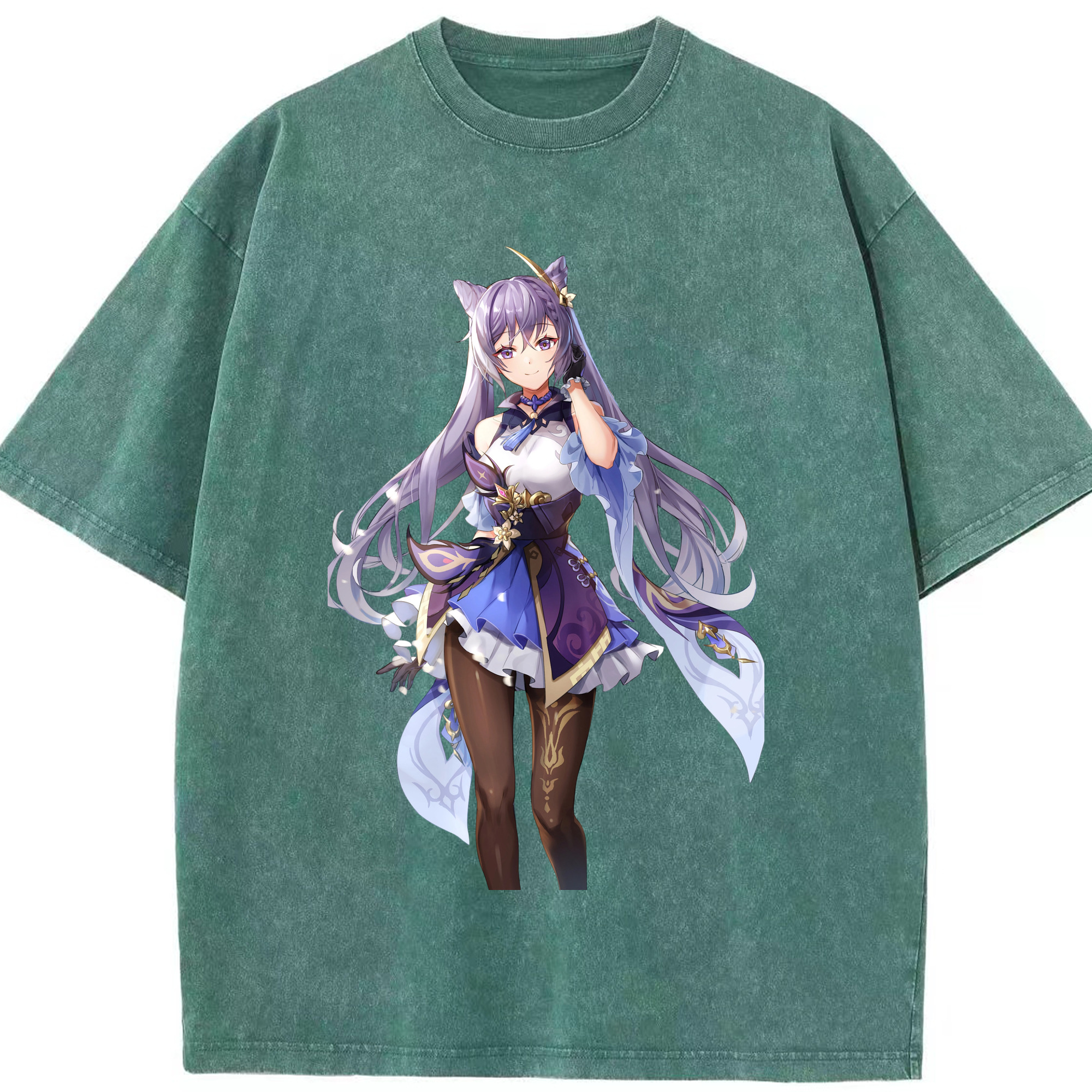 げんし神 刻晴 こくせい genshin Kokusei 綿100% ヴィンテージ風 半袖Tシャツ（フロントプリント）